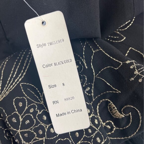 Silkland Black Floral Embroidered Midi Skirt Womens Elegant Design Sz 8 - New - Picture 6 of 7